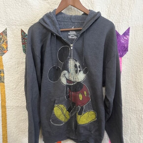 Disney Mickey Mouse Hooded Full Zip Sweatshirt Woman's Size Large - Picture 1 of 10